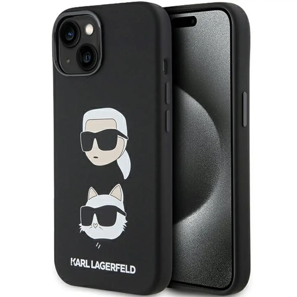 ⁨Karl Lagerfeld KLHCP15SSDHKCNK iPhone 15 / 14 / 13 6.1" czarny/black Silicone Karl&Choupette Head⁩ w sklepie Wasserman.eu