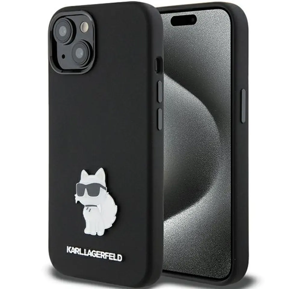 ⁨Karl Lagerfeld KLHCP15MSMHCNPK iPhone 15 Plus / 14 Plus 6.7" czarny/black Silicone Choupette Metal Pin⁩ w sklepie Wasserman.eu