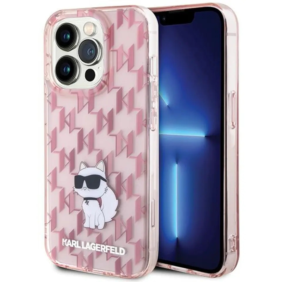 ⁨Karl Lagerfeld KLHCP15XHNCMKLP iPhone 15 Pro Max 6.7" różowy/pink hardcase Monogram Choupette⁩ w sklepie Wasserman.eu