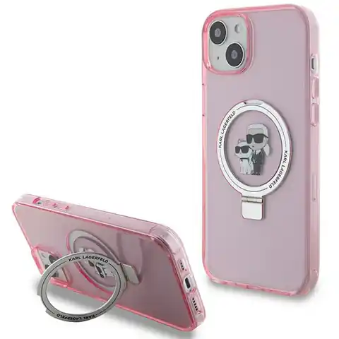 ⁨Karl Lagerfeld KLHMP15MHMRSKCP iPhone 15 Plus 6.7" różowy/pink hardcase Ring Stand Karl&Choupettte MagSafe⁩ w sklepie Wasserman.eu