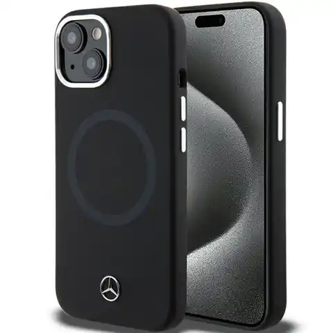 ⁨Mercedes MEHMP15S23SCMK iPhone 15 6.1" czarny/black hardcase Silicone Bicolor MagSafe⁩ w sklepie Wasserman.eu