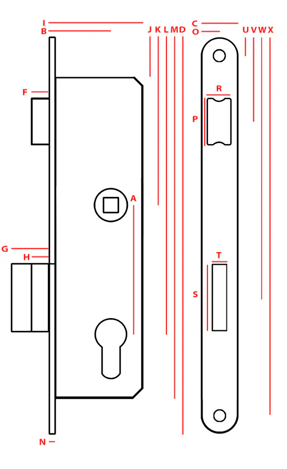 MORTISE LOCK JANIA 90/22 NARROW FOR INSERT at Wasserman.eu
