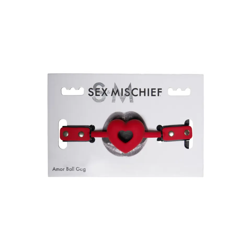 Sportsheets Sex & Mischief Serce Red - Pasek intymny z otworami, regulowany w sklepie Wasserman.eu