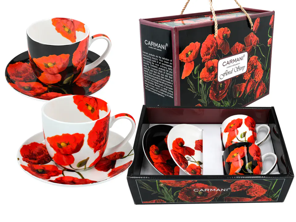 ⁨Kpl. 2 filiżanek ze spodkami - Floral story (CARMANI)⁩ w sklepie Wasserman.eu
