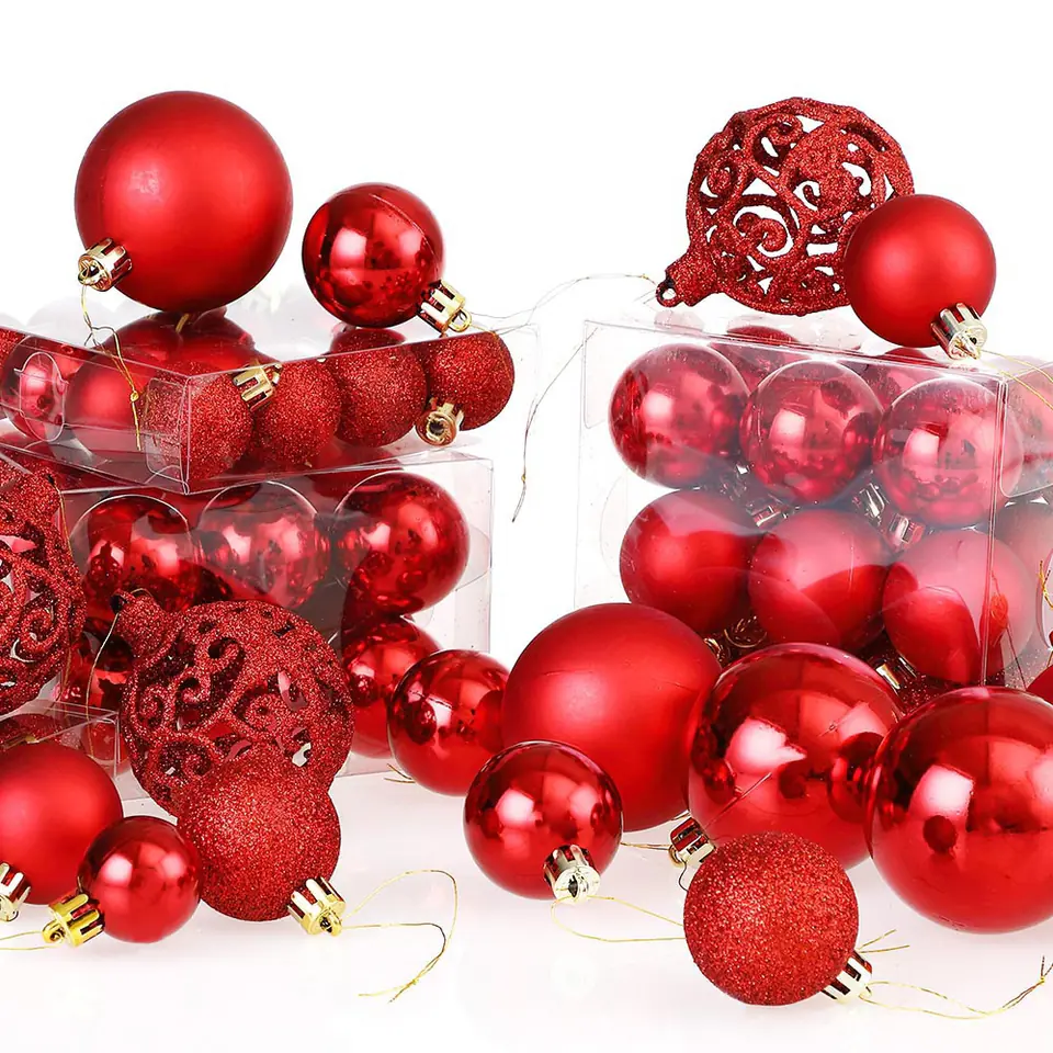 ⁨Zestaw bombek choinkowych REGALO CZERWONY 100 sztuk⁩ w sklepie Wasserman.eu