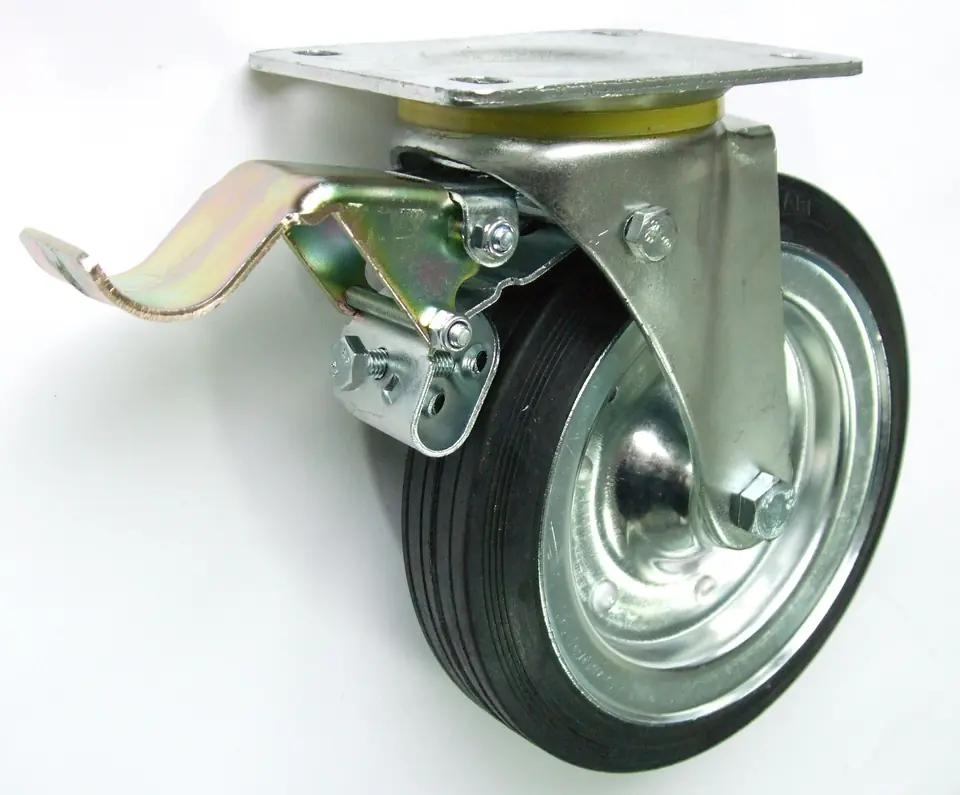 KOŁO METAL-GUMA 200MM OBUDOWA SKRĘTNA+HAMULEC 65H w sklepie Wasserman.eu