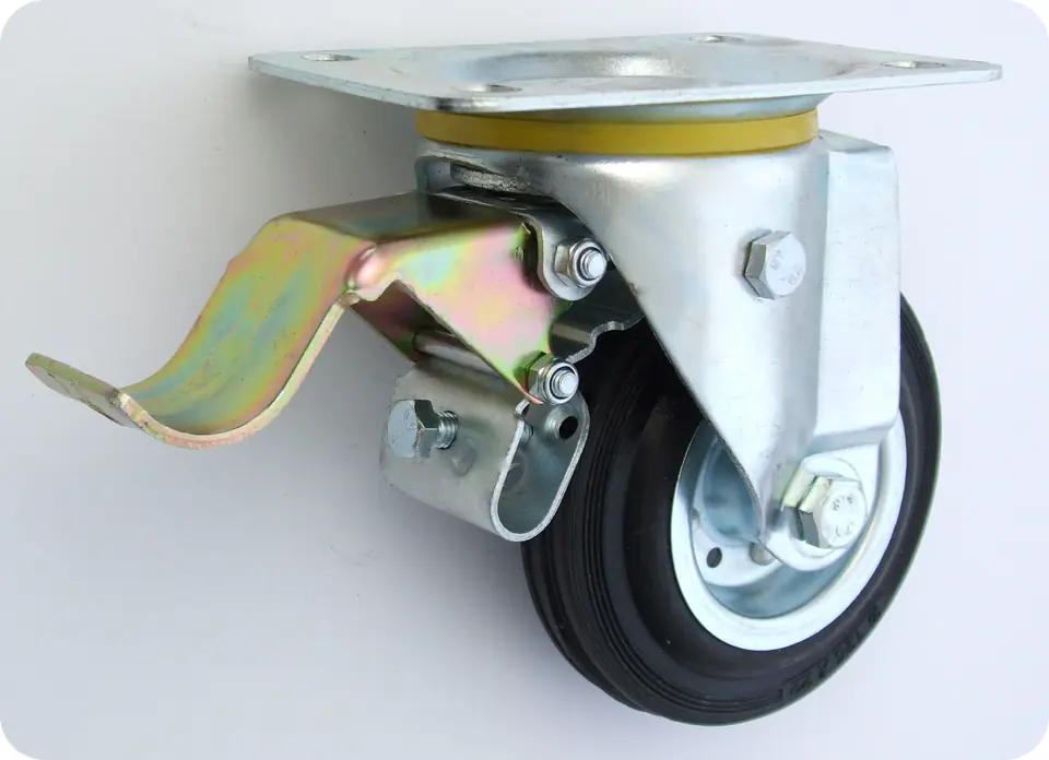 KOŁO METAL-GUMA 125MM OBUDOWA SKRĘTNA+HAMULEC 25H w sklepie Wasserman.eu