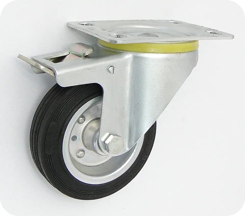 ⁨METAL-RUBBER WHEEL 100MM SWIVEL HOUSING+BRAKE 15H⁩ at Wasserman.eu