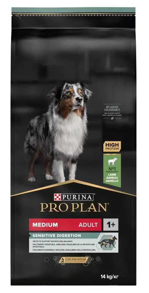 ⁨PURINA Pro Plan Adult Medium Sensitive Digestion bogata w jagnięcinę - sucha karma dla psa - 14 kg⁩ w sklepie Wasserman.eu