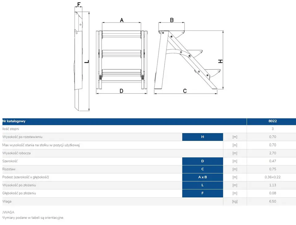 ⁨FOLDING STAIRS 70CM 3 STEPS⁩ at Wasserman.eu
