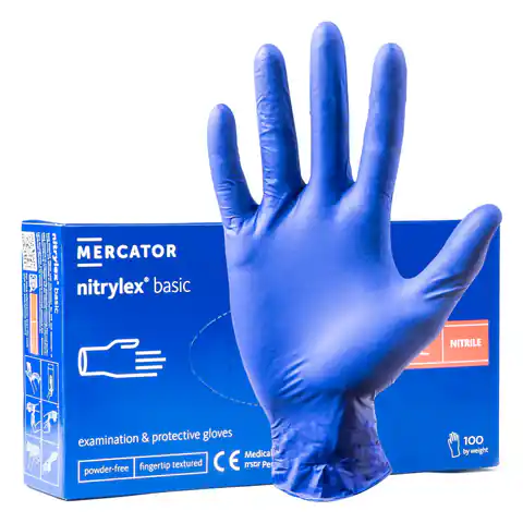 ⁨Rękawice nitrylowe niebieskie mercator nitrylex basic rozmiar l 100 szt.⁩ w sklepie Wasserman.eu