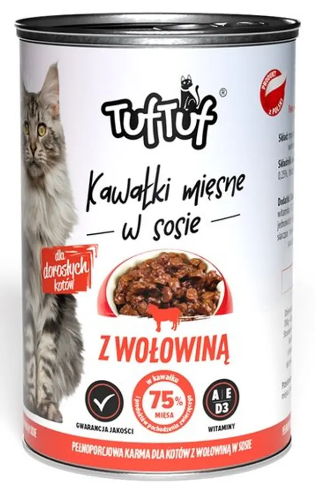 ⁨TUF TUF Kawałki mięsne z wołowiną dla kota puszka 415g⁩ w sklepie Wasserman.eu