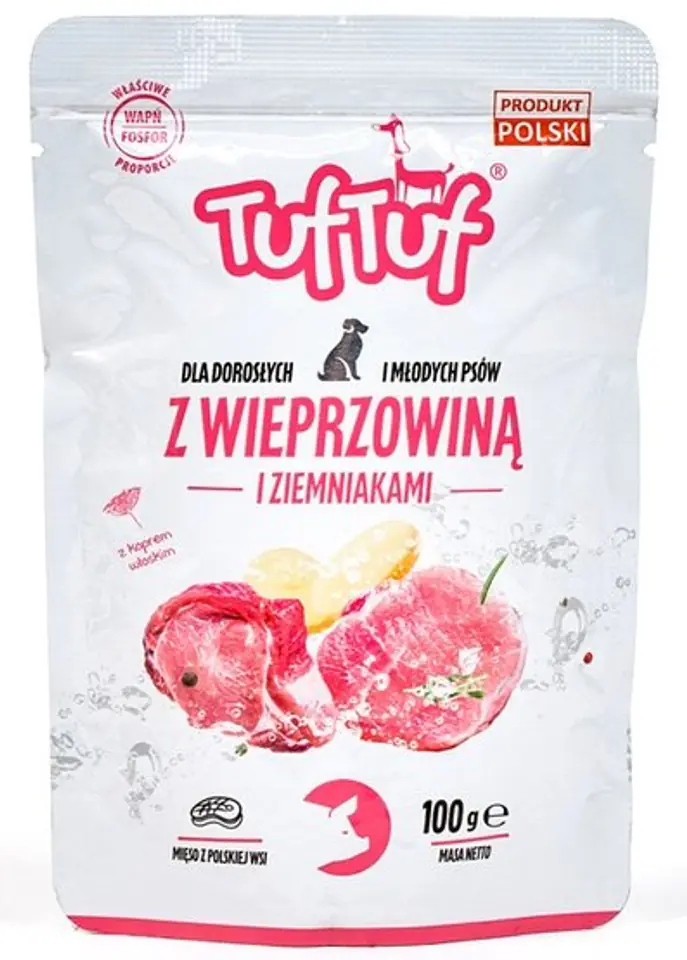 ⁨TUF TUF Wieprzowina z ziemniakami dla psa saszetka 100g⁩ w sklepie Wasserman.eu