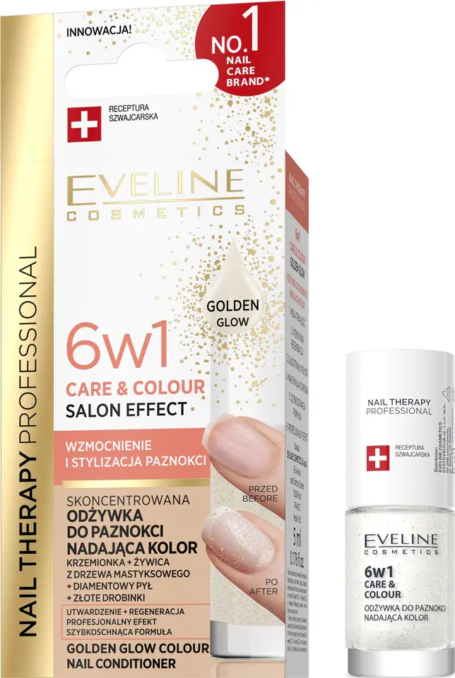 ⁨EVELINE KOL Odżyw d/pazn CARE&COLOUR 6w1 Golden G⁩ w sklepie Wasserman.eu