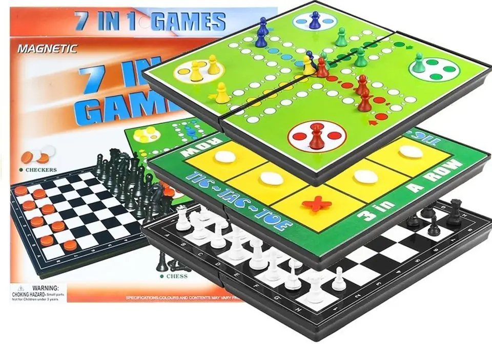 ⁨Gry 7w1 Zestaw Gier Planszowych Ludo  Warcaby⁩ w sklepie Wasserman.eu