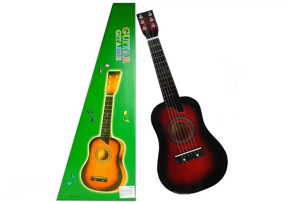 ⁨Gitara Drewniana Klasyczna z Kostką Wiśniowa 60 cm⁩ w sklepie Wasserman.eu