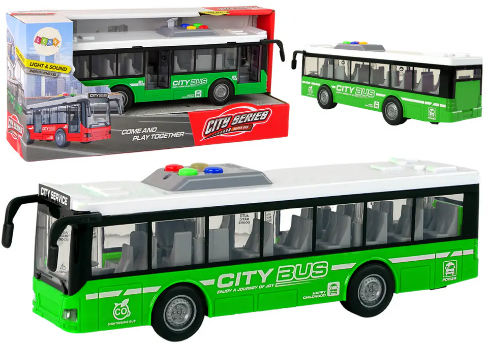 ⁨Autobus Na Baterie Światła Dźwięki Napęd Frykcyjny Zielony 1:16⁩ w sklepie Wasserman.eu