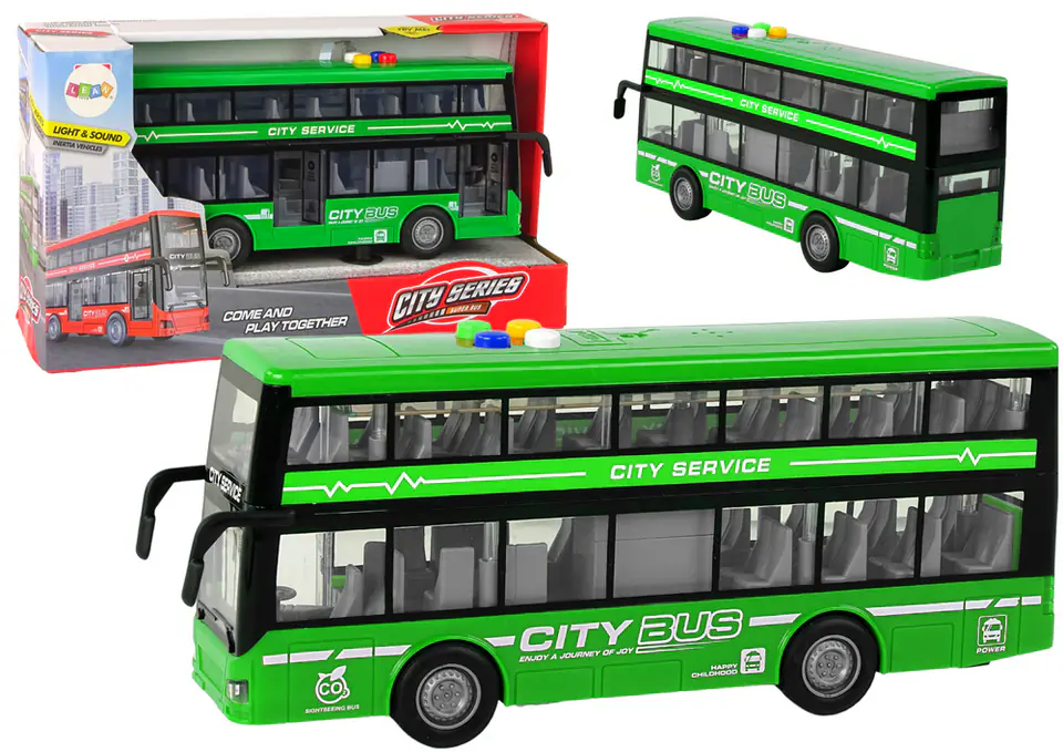 ⁨Autobus Piętrowy Na Baterie Światła Dźwięki Napęd Frykcyjny Zielony 1:16⁩ w sklepie Wasserman.eu