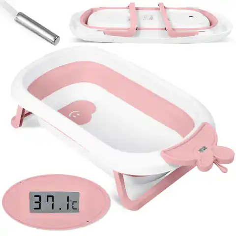 ⁨Wanienka dla niemowląt z termometrem RK-282 biało-różowa⁩ w sklepie Wasserman.eu