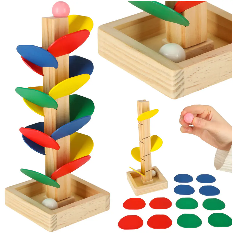 ⁨Educational tree blocks wooden ball track⁩ at Wasserman.eu