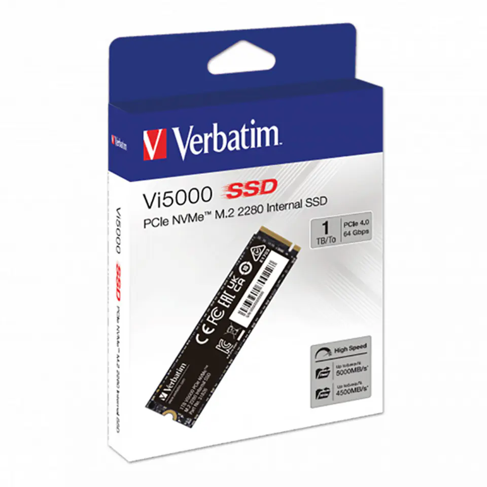 ⁨SSD Wewnętrzny Verbatim Vi5000 M.2, 31826, 1000GB, czarny, 5000 MB/s-R, NVMe, 4500 MB/s-W⁩ w sklepie Wasserman.eu