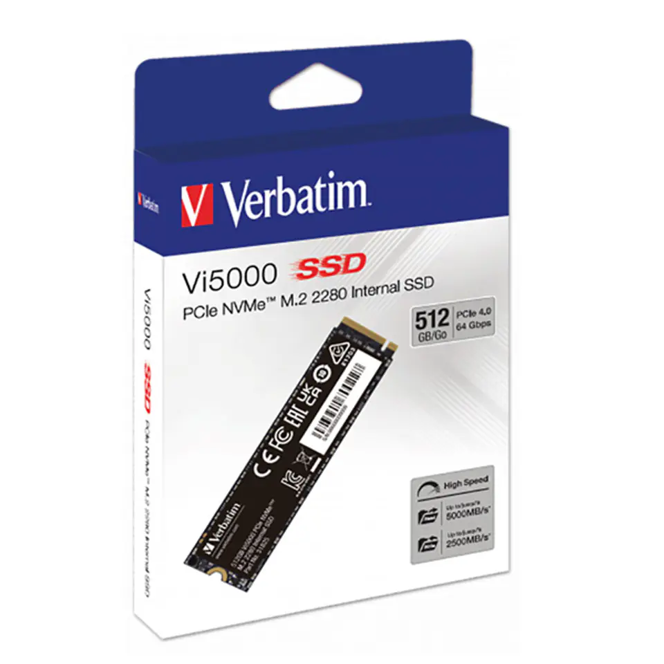 ⁨SSD Wewnętrzny Verbatim Vi5000 M.2, 31825, 512GB, czarny, 5000 MB/s-R, NVMe, 2500 MB/s-W⁩ w sklepie Wasserman.eu