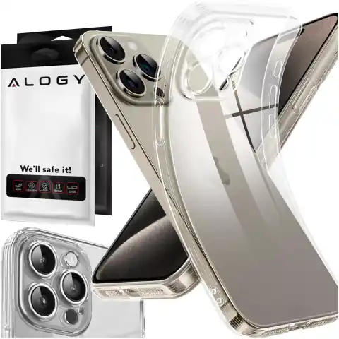 ⁨Etui do iPhone 15 Pro Max obudowa Case silikonowe przezroczyste ochrona aparatu osłona obiektywów Alogy Slim⁩ w sklepie Wasserman.eu