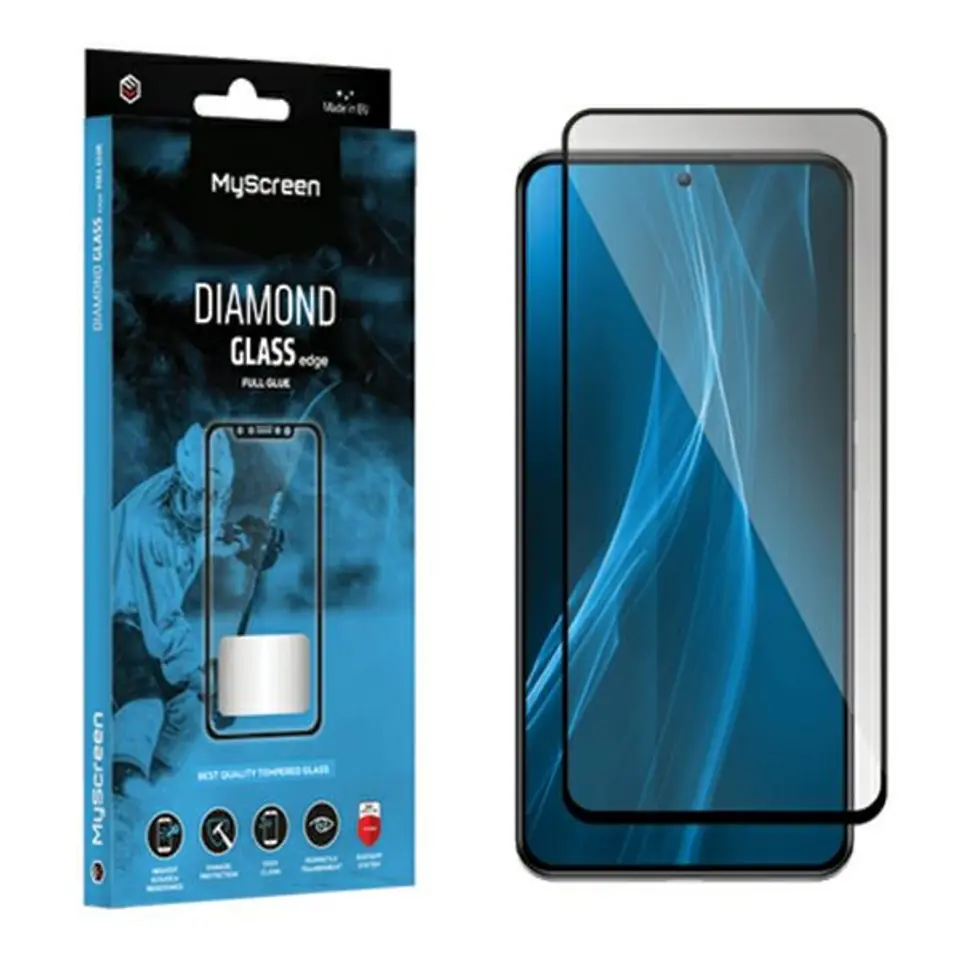 ⁨MS Diamond Glass Edge FG Honor Play 8T czarny/black Full Glue⁩ w sklepie Wasserman.eu