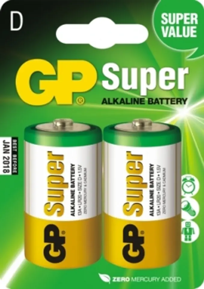 ⁨SUPER ALKALINE BATTERY LR20 1.5V 2PCS⁩ at Wasserman.eu