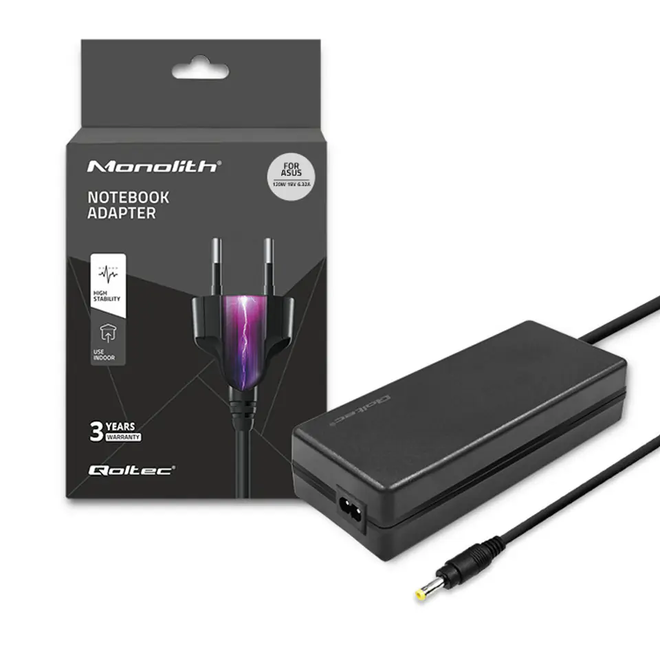 Qoltec Zasilacz do Asus 120W | 19V | 6.32A | 5.5*2.5 | +kabel zasilający w sklepie Wasserman.eu