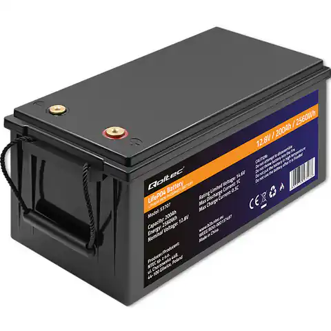 ⁨Qoltec Akumulator LiFePO4 Litowo-Żelazowo-Fosforanowy | 12.8V | 200Ah | 2560Wh | BMS⁩ w sklepie Wasserman.eu