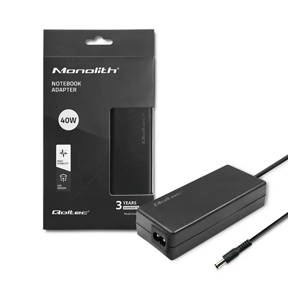 Qoltec Zasilacz do laptopa 40W | 12V | 3.33A | 5.5*2.1 | + kabel zasilający w sklepie Wasserman.eu