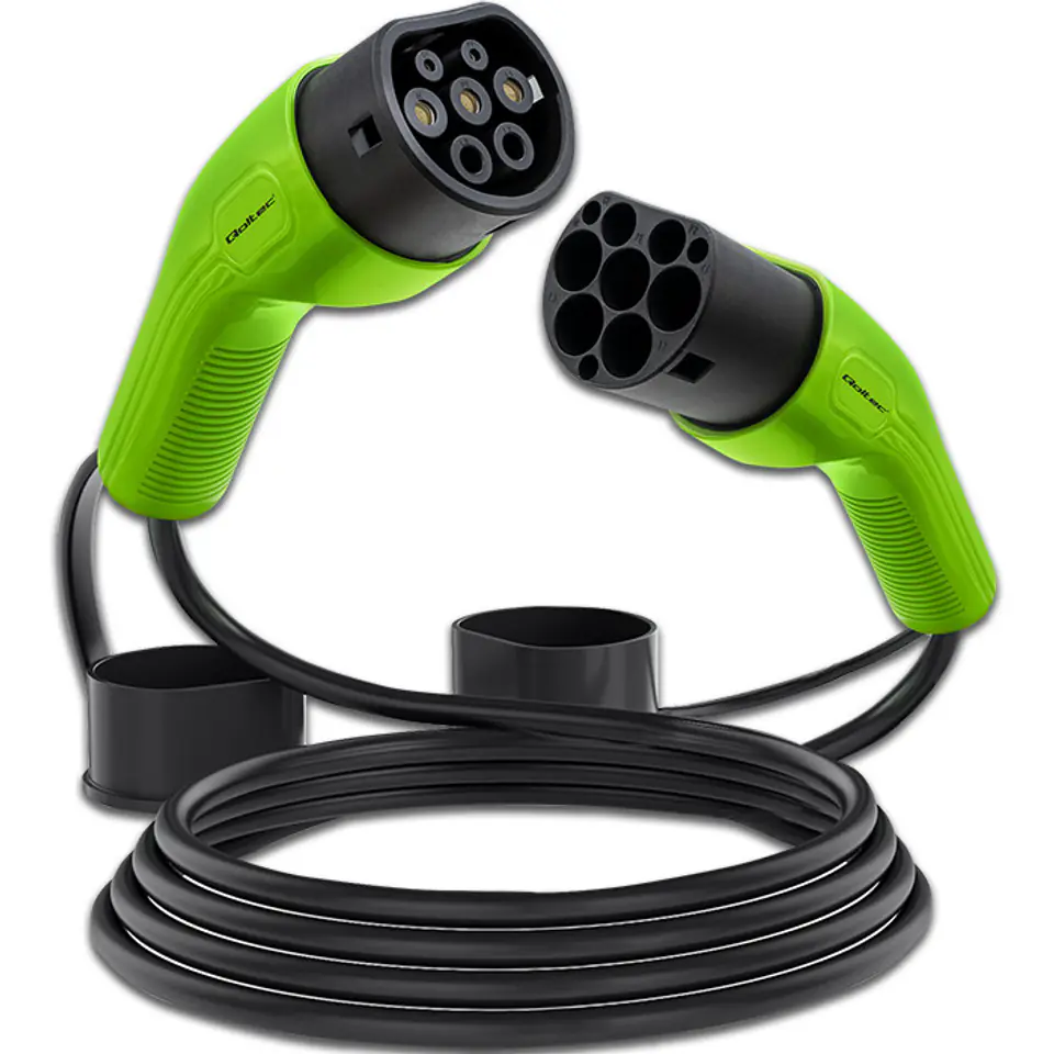 ⁨Qoltec 52472 EV Cable Type 2 for car charging | 230V | 7kW | 32A | 5m⁩ at Wasserman.eu
