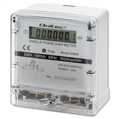 ⁨Qoltec Jednofazowy elektroniczny licznik | miernik zużycia energii | 230V | LCD⁩ w sklepie Wasserman.eu