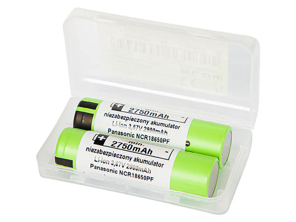 ⁨85-615# Akumulator 18650 li-ion 2900mah 3,6v 2szt panasonic+box na dwa akumulatory⁩ w sklepie Wasserman.eu