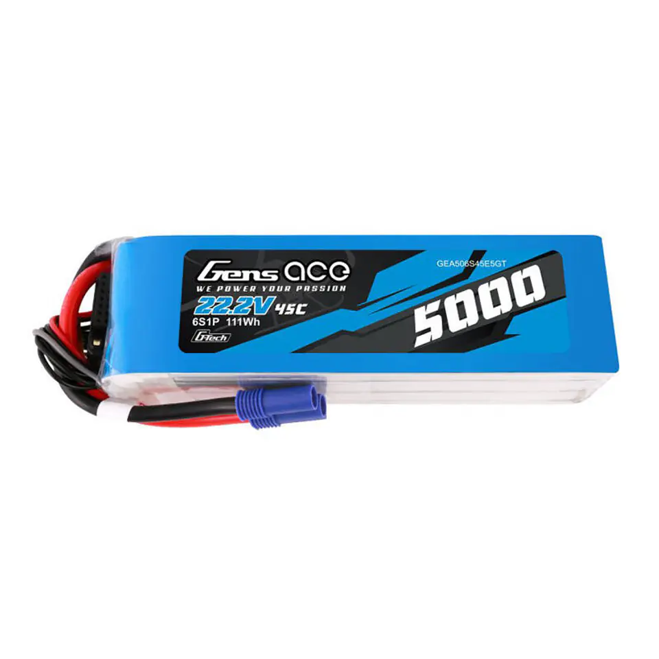 ⁨Akumulator LiPo Gens ace G-Tech 5000mAh 22.2V 45C 6S1P  z wtyczką EC5⁩ w sklepie Wasserman.eu