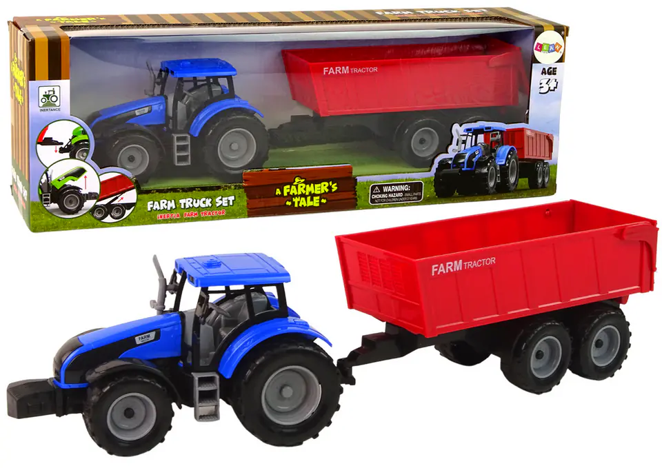 ⁨Traktor z Przyczepą Pojazd Rolniczy Farma Niebieski⁩ w sklepie Wasserman.eu