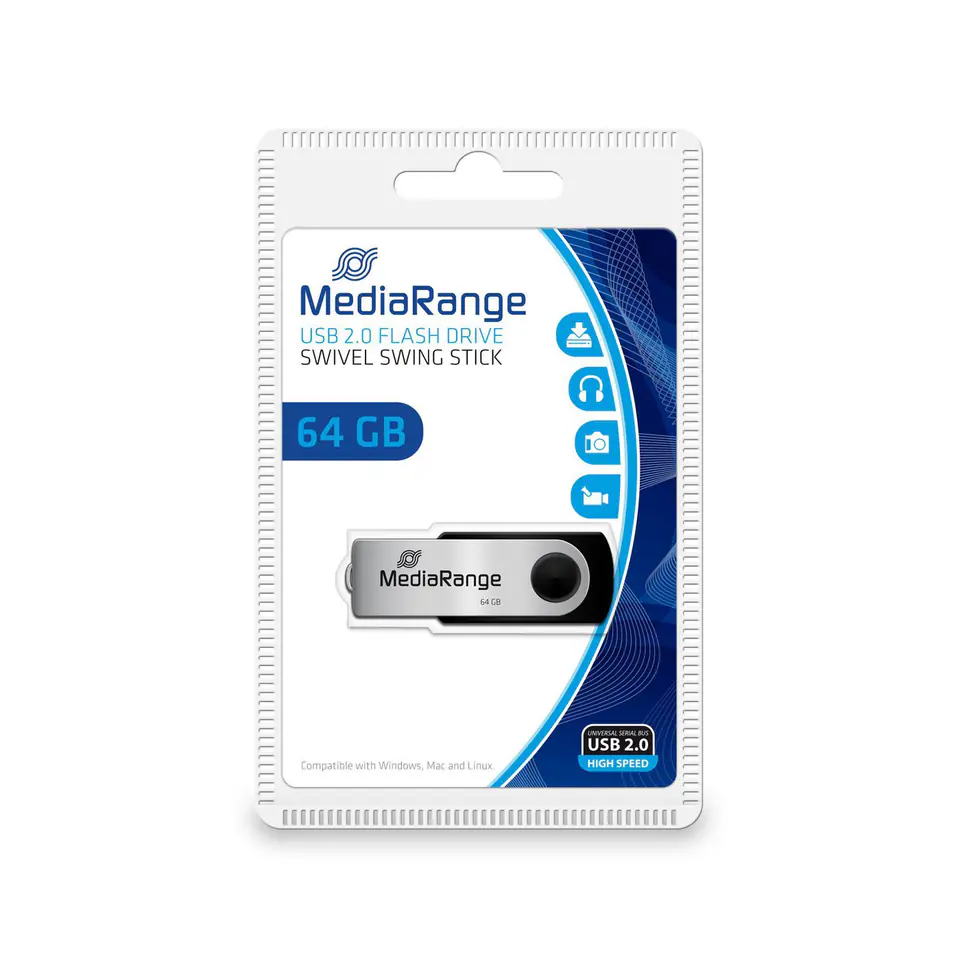 ⁨MediaRange USB-Stick 64GB USB 2.0 Flexi⁩ w sklepie Wasserman.eu