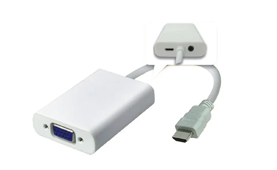 ⁨MicroConnect Adapter HDMI - VGA M/F, White⁩ w sklepie Wasserman.eu
