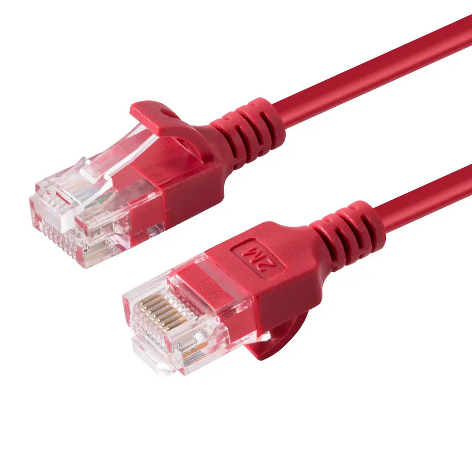 ⁨MicroConnect U/UTP CAT6A Slim 0.25M Red⁩ w sklepie Wasserman.eu