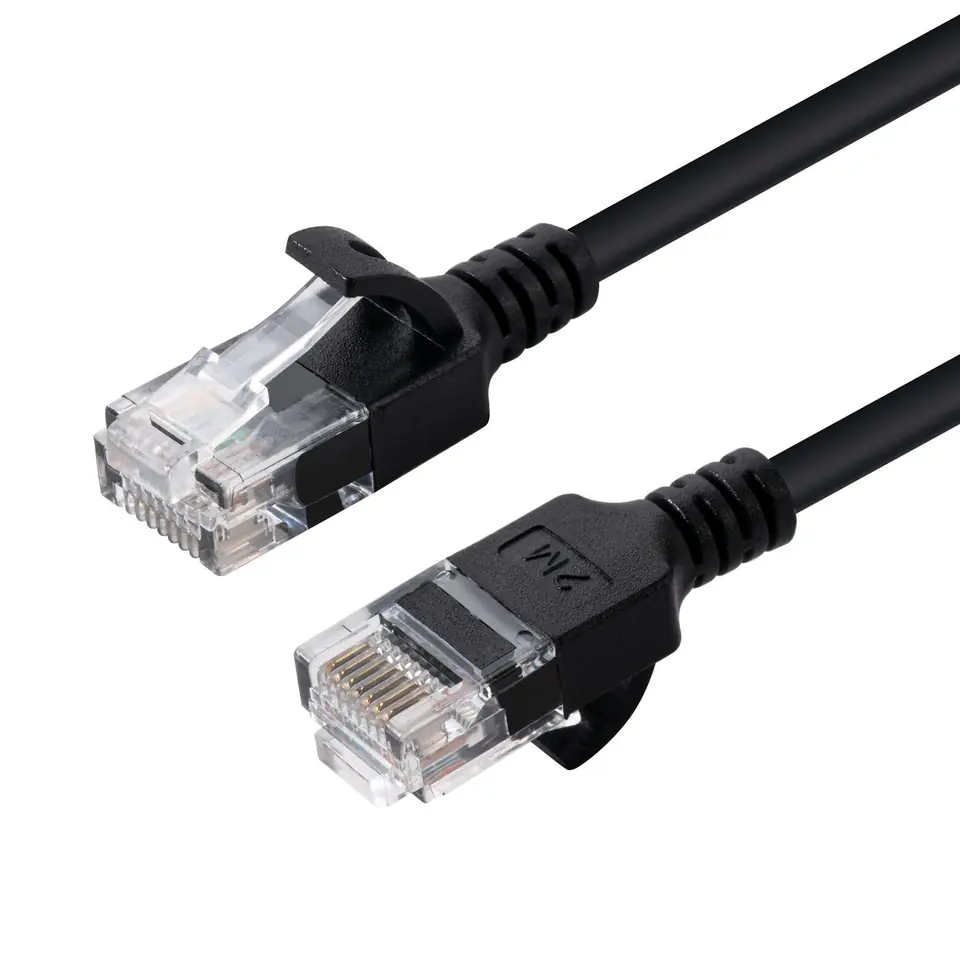 ⁨MicroConnect U/UTP CAT6 0.15M Black Slim⁩ w sklepie Wasserman.eu