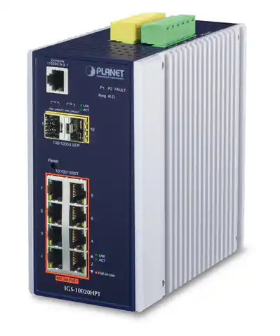 ⁨PLANET IGS-10020HPT network switch Managed L2+ Gigabit Ethernet (10/100/1000) Power over Ethernet (PoE) Black, White⁩ at Wasserman.eu