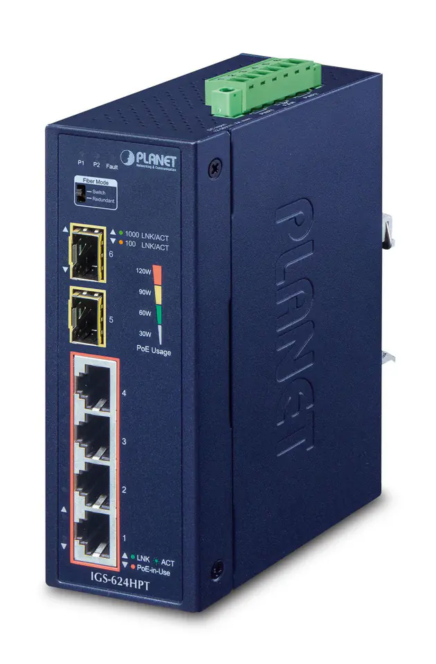 ⁨PLANET IGS-624HPT network switch Unmanaged Gigabit Ethernet (10/100/1000) Power over Ethernet (PoE) Blue⁩ at Wasserman.eu