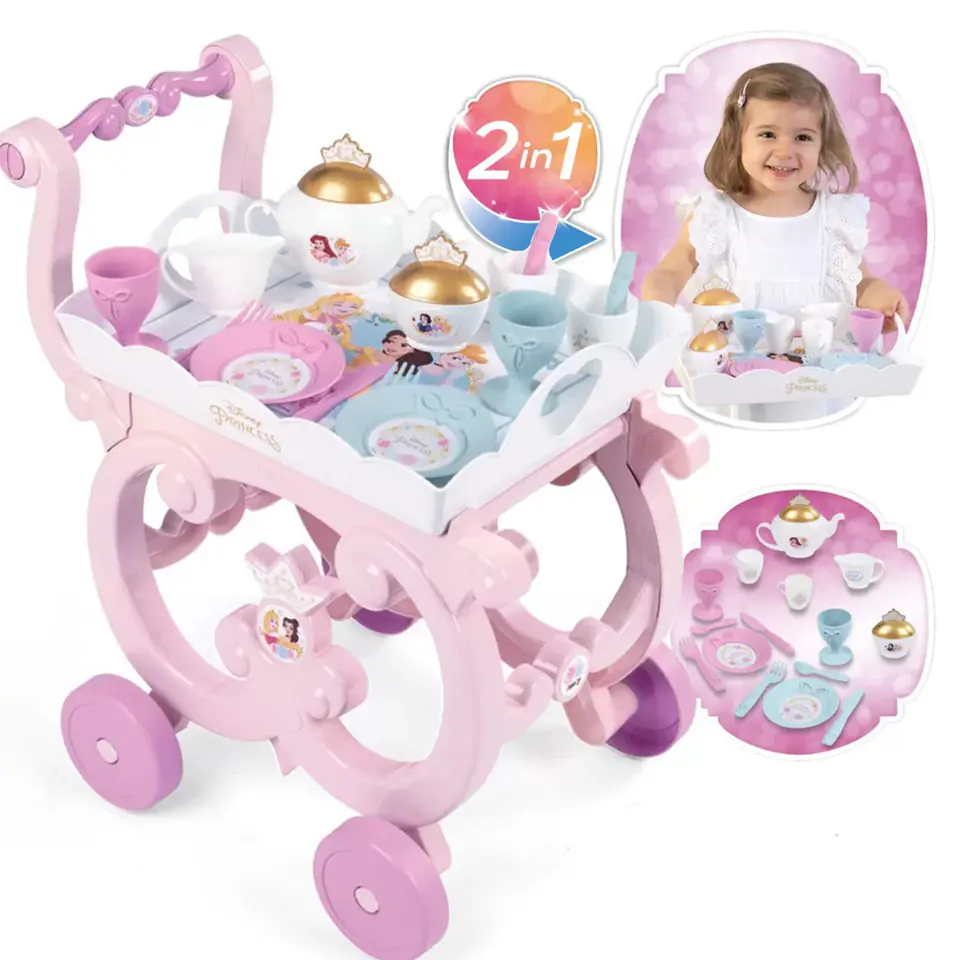 ⁨SMOBY Disney Princess Księżniczki Disneya Wózek z Zastawą + 17 akcesoriów⁩ w sklepie Wasserman.eu
