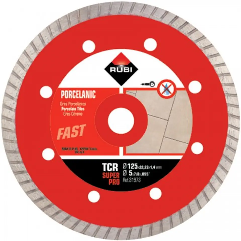 ⁨DIAMOND BLADE FOR PORCELAIN STONEWARE TCR 125MM SUPERPRO⁩ at Wasserman.eu