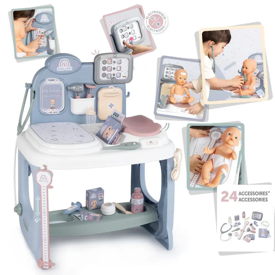 ⁨SMOBY Baby Care Centrum Medyczne Opieki dla Lalek z Elektronicznym Tabletem + 24 akc.⁩ w sklepie Wasserman.eu