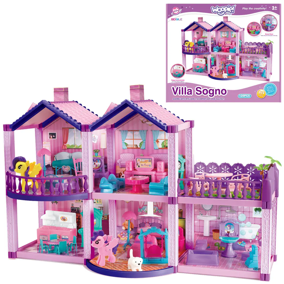 ⁨WOOPIE Domek dla Lalek Kucyków PONY FANTASY VILLA 120 el.⁩ w sklepie Wasserman.eu