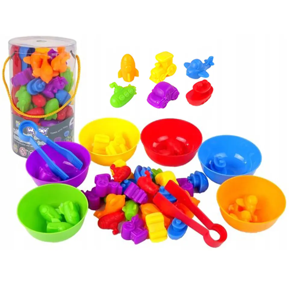 ⁨WOOPIE Gra Edukacyjna Montessori Sorter Kolorów Pojazdy 44 el.⁩ w sklepie Wasserman.eu