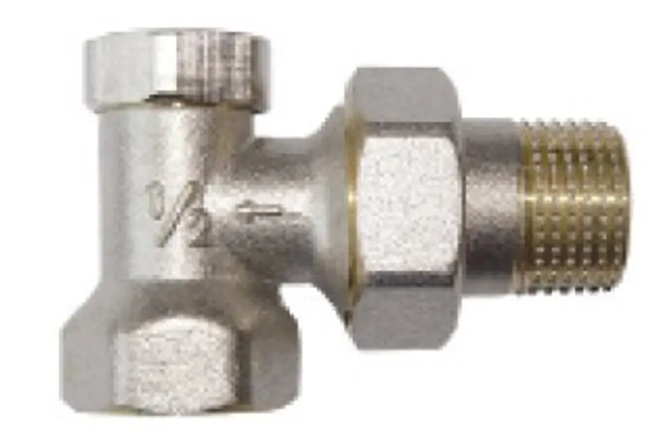 ⁨RADIATOR VALVE WITH PIPE SCREW STEEL ANGLED RETURN 1/2⁩ at Wasserman.eu