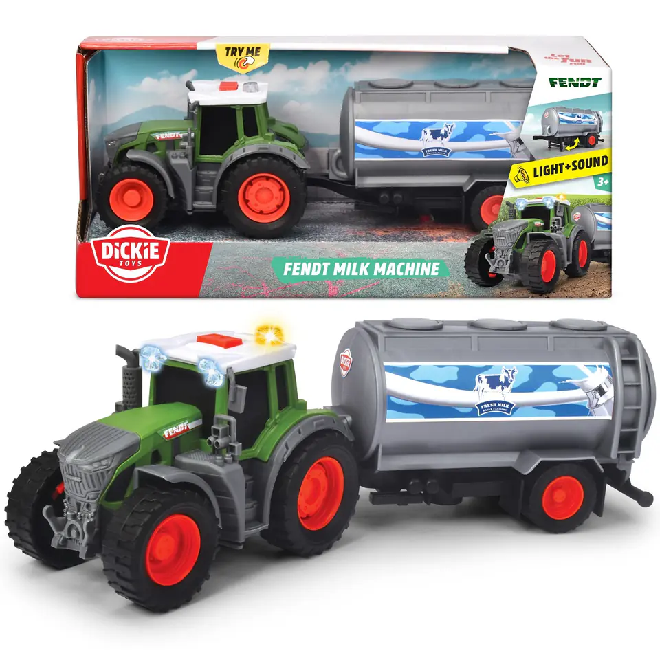 ⁨DICKIE Farm Traktor Fendt z przyczepką na mleko 26cm⁩ w sklepie Wasserman.eu